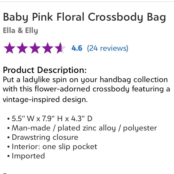 NWT! Ella & Elly baby pink floral crossbody bag. Super cute! Happy Poshing 🛍🥳 - Picture 2 of 4